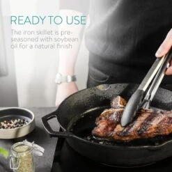 Navaris Gietijzeren Koekenpan - Braadpan Van Gietijzer - Ronde Skillet - Geschikt Voor Alle Warmtebronnen - Ø 30 Cm - Ovenbestendig Tot 260 Graden -Keukengerei Winkel 1200x1200 393