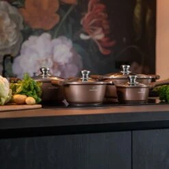 Herenthal Inductie Pannenset- Luxe 10-delige Koekenpannenset - Voor Alle Warmtebronnen - Met Glazen Deksels - Koper -Keukengerei Winkel 1200x1200 40