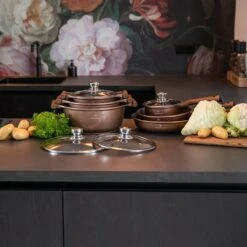 Herenthal Inductie Pannenset- Luxe 10-delige Koekenpannenset - Voor Alle Warmtebronnen - Met Glazen Deksels - Koper -Keukengerei Winkel 1200x1200 41