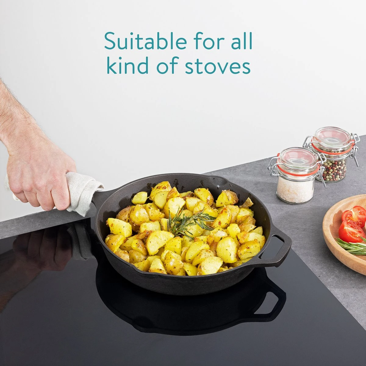 Navaris Gietijzeren Koekenpan - Braadpan Van Gietijzer - Ronde Skillet - Geschikt Voor Alle Warmtebronnen - Ø 25 Cm - Ovenbestendig Tot 260?graden 7 Navaris Gietijzeren Koekenpan - Braadpan Van Gietijzer - Ronde Skillet - Geschikt Voor Alle Warmtebronnen - Ø 25 Cm - Ovenbestendig Tot 260?graden - Afbeelding 5