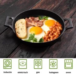 Spesely® Gietijzeren Pan Met Handvaten - Koekenpan - Hapjespan - Diameter 20cm - Gietijzeren Pan Bbq -Keukengerei Winkel 1200x1200 667