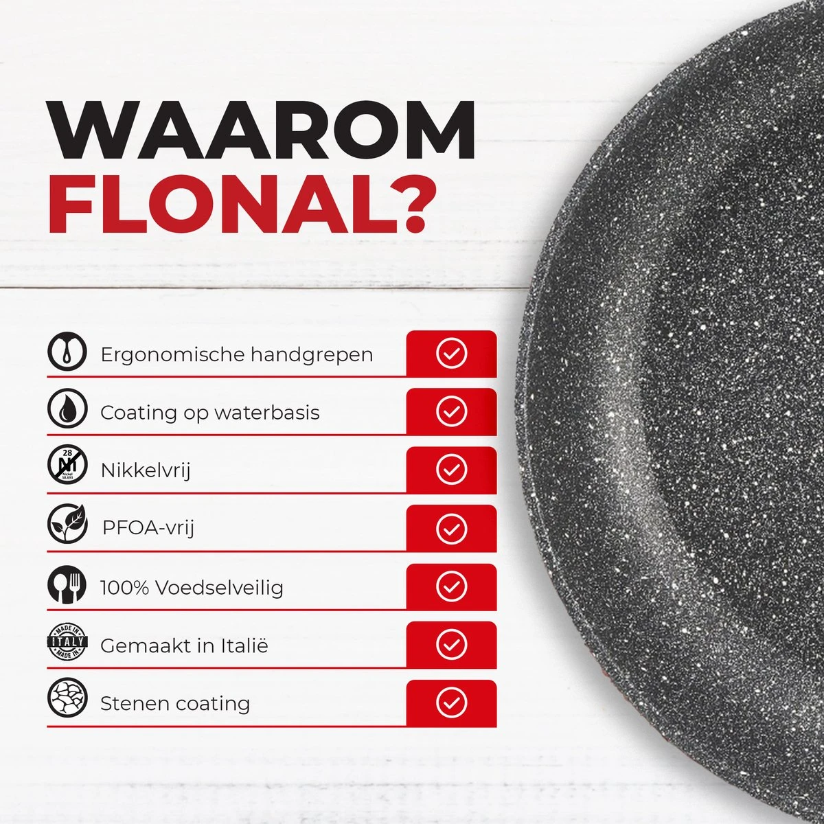 Flonal Pietra Lavica - Koekenpan - Ø 26cm - 100% PFOA Vrij - Aluminium - Ergonomische Handgreep - Geschikt Voor Alle Warmtebronnen 12 Flonal Pietra Lavica - Koekenpan - Ø 26cm - 100% PFOA Vrij - Aluminium - Ergonomische Handgreep - Geschikt Voor Alle Warmtebronnen - Afbeelding 10
