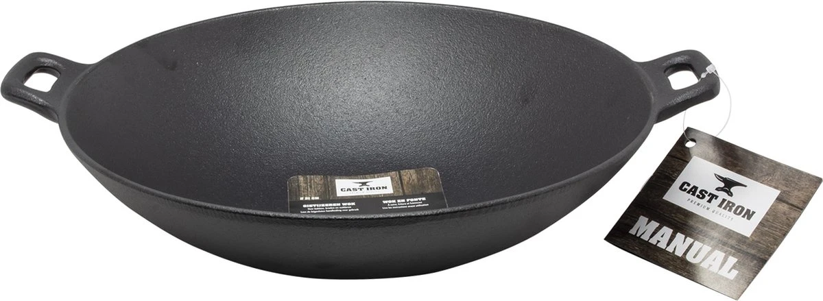 Cast Iron Wokpan / Wadjan Gietijzer - ø 31 Cm - Zonder Anti-aanbaklaag 3 Cast Iron Wokpan / Wadjan Gietijzer - ø 31 Cm - Zonder Anti-aanbaklaag