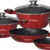 Luxe 10-delige Koekenpannenset - Inductie - Voor Alle Warmtebronnen - Met Glazen Deksels - Rood -Keukengerei Winkel 1200x486