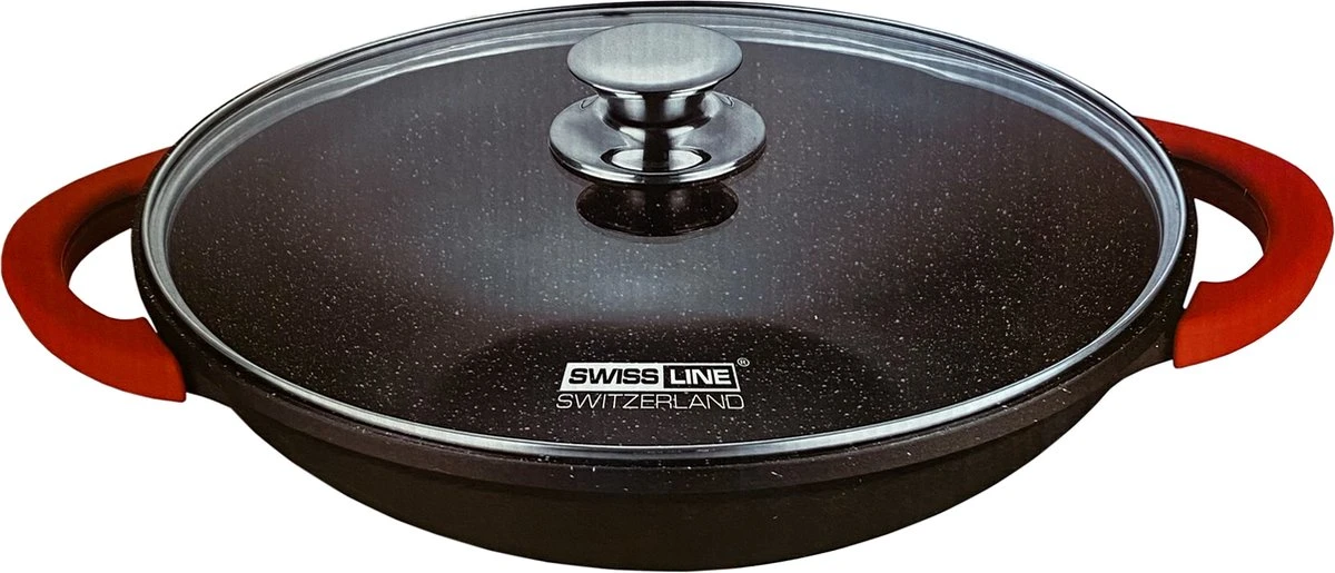 Swiss Line Wokpan Met Glazen Deksel Ø 36 Cm - Inductie - Koudgrepen 3 Swiss Line Wokpan Met Glazen Deksel Ø 36 Cm - Inductie - Koudgrepen