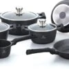 Herenthal Inductie Pannenset - Luxe 10-delige Koekenpanset - Voor Alle Warmtebronnen - Met Glazen Deksels En Koudgrepen - Zwart -Keukengerei Winkel 1200x613