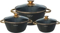 Cheffinger Luxe Braadpannen Set - Rose Gold Line - 6 Delig - Inclusief Deksel - Inductie - 20, 24 & 28CM -Keukengerei Winkel 1200x666