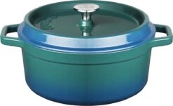 Sola Braadpan Gietijzer - Ø 24 Cm - Blauw/groen - Gietijzer - Extra Zware Bodem