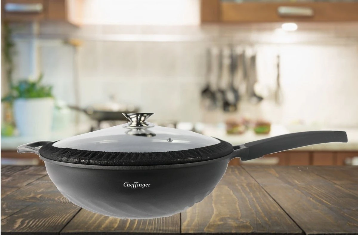 Chefflinger Wokpan - Antiaanbak - 32cm 9 Chefflinger Wokpan - Antiaanbak - 32cm - Afbeelding 7