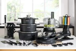 Swiss Pro+ - SWP41D22 - Pannenset 41 Delig - Foodprocessor - Messenblok 8 Delig - Kookgerei Set Met Houder 7 Delig - Starters Pakket - 2022 Serie - Limited Edition -uitzet -Keukengerei Winkel 1200x799 120
