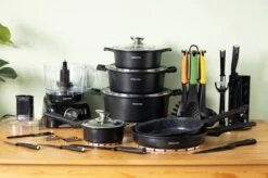 Swiss Pro+ - SWP41D22 - Pannenset 41 Delig - Foodprocessor - Messenblok 8 Delig - Kookgerei Set Met Houder 7 Delig - Starters Pakket - 2022 Serie - Limited Edition -uitzet -Keukengerei Winkel 1200x799 123