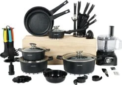 Swiss Pro+ - SWP41D22 - Pannenset 41 Delig - Foodprocessor - Messenblok 8 Delig - Kookgerei Set Met Houder 7 Delig - Starters Pakket - 2022 Serie - Limited Edition -uitzet -Keukengerei Winkel 1200x839 2