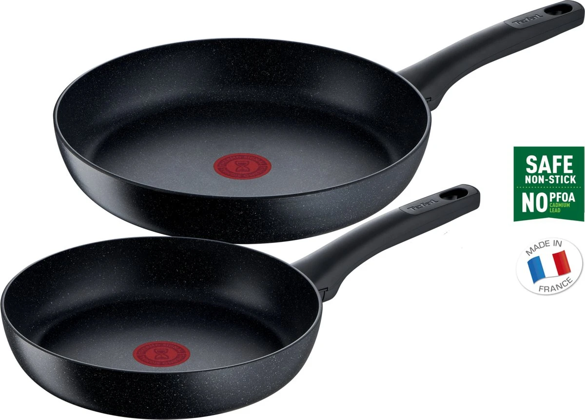 Tefal Black Stone Koekenpannenset - Ø 24/28 Cm 4 Tefal Black Stone Koekenpannenset - Ø 24/28 Cm - Afbeelding 2
