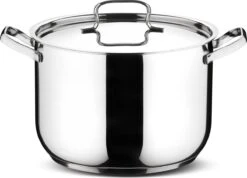 Lagostina Sfisiosa Acciaio SFIZIOSA ACCIAIO 10-delig (hoge Kookpan 22 Cm + Kookpan 18/22 Cm + Hapjespan 24 Cm + Steelpan 14 Cm + Melkpot 12 Cm + Deksels 14/18/22/24 Cm) -Keukengerei Winkel 1200x867