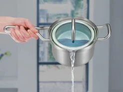 BK Q-linair Master Glas Pannenset - 5-delig - Glazen Deksel - Veilig Afgietsysteem - Inductie -Keukengerei Winkel 1200x897