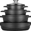 Smile 10-Delige Pannenset - Anti Aanbaklaag - Vaatwasser Bestendig - Zwart - MGK-17 -Keukengerei Winkel 1200x902 6