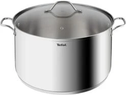 TEFAL B8646404 26 Cm Roestvrijstalen Pan, Alle Branders Inclusief Inductie, 6,5 L, Stevige Handgrepen, Glazen Deksel, Intuition XL