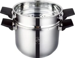Royal Swiss Snelkookpan / Couscous Pan - 2 In 1 - 10 Liter - Ø 26 Cm - RVS - Inductie - Automatische Sluiting -Keukengerei Winkel 1200x935 2