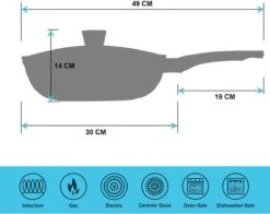 Marble Coating Wokpan Inductie - Met Glazen Deksel - Zwart - 30 Cm -Keukengerei Winkel 1200x952 1