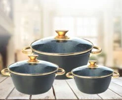 Cheffinger Luxe Braadpannen Set - Rose Gold Line - 6 Delig - Inclusief Deksel - Inductie - 20, 24 & 28CM -Keukengerei Winkel 1200x982