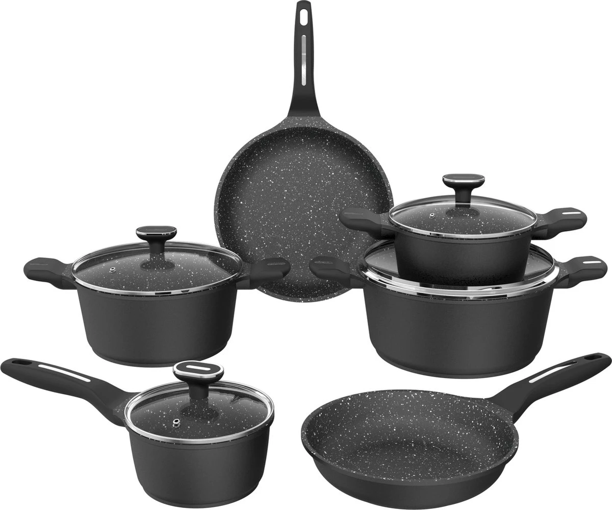 Merkloos Luxe 10 Delige Pannenset - Voor Alle Warmtebronnen - Inductie -Glazen Deksel 3 Merkloos Luxe 10 Delige Pannenset - Voor Alle Warmtebronnen - Inductie -Glazen Deksel