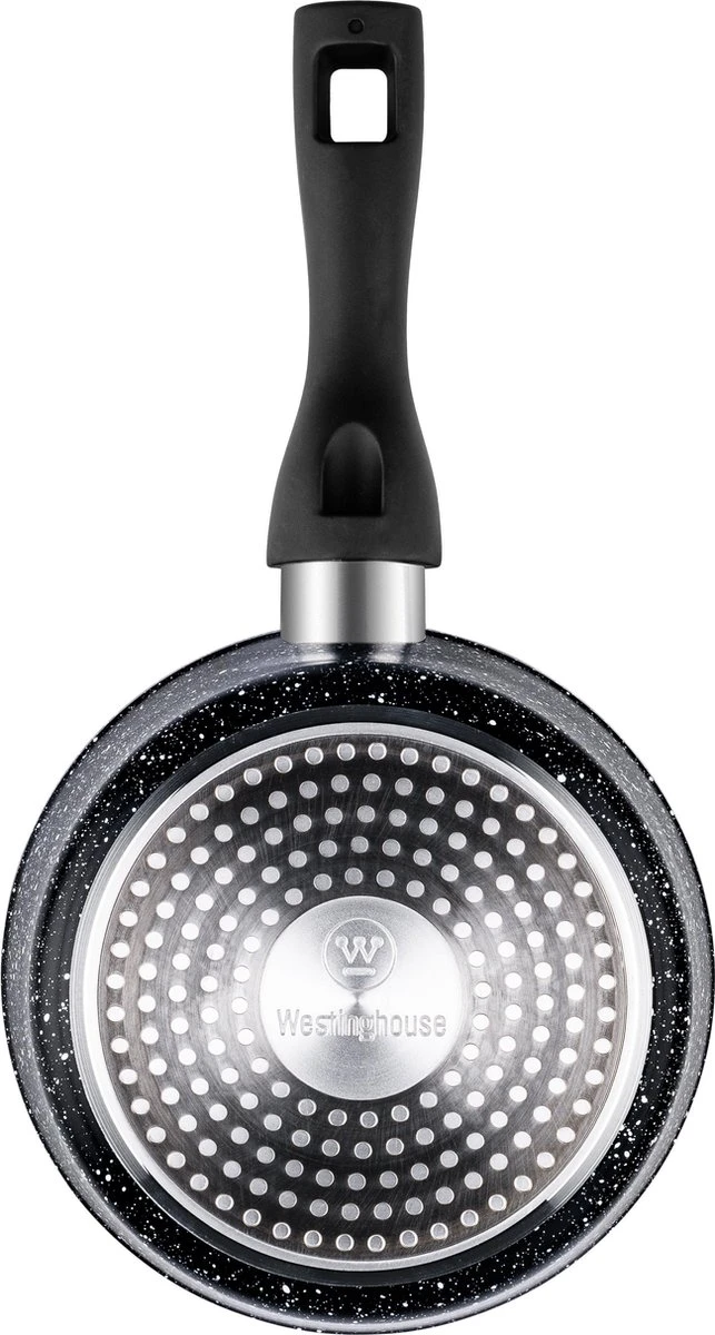 Westinghouse Steelpan Inductie - Ø 18 Cm - Zwart Marmer - Met Deksel - Sauspan 4 Westinghouse Steelpan Inductie - Ø 18 Cm - Zwart Marmer - Met Deksel - Sauspan - Afbeelding 2