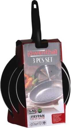 Löwenthal Hoogwaardige Koekenpan Set - 3 Stuks - PFOA Vrije Anti-aanbaklaag - Zwart -Keukengerei Winkel 667x1200