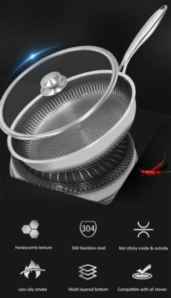 Honingraat Heavy Duty Anti-aanbak Koekenpan - Steelpan - Wok - Met Deksel 30 Cm - Gas - Elektrisch - Inductie - Oven -Keukengerei Winkel 690x1200 2