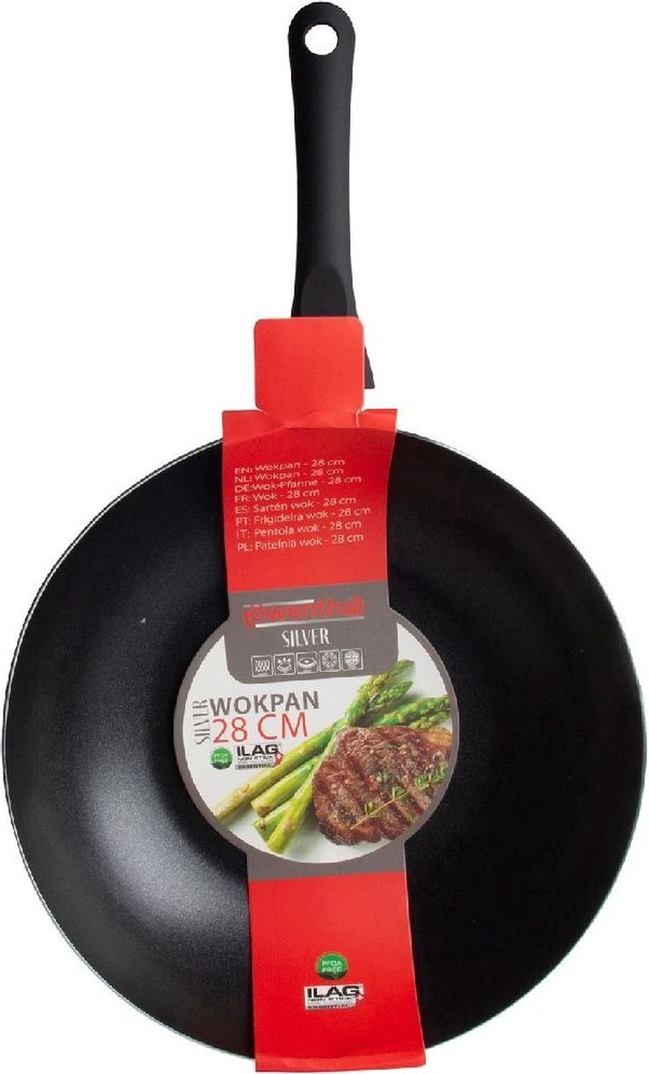 Löwenthal Hoogwaardige Wokpan PRO - Ø 28 Cm - PFOA Vrije Anti-aanbaklaag - Zwart - Chef's Choice 3 Löwenthal Hoogwaardige Wokpan PRO - Ø 28 Cm - PFOA Vrije Anti-aanbaklaag - Zwart - Chef's Choice
