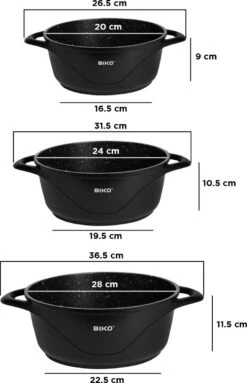 BIKO - Smile Pannen 8 Delige Pannenset - Braadpan - Zwart -Keukengerei Winkel 774x1200