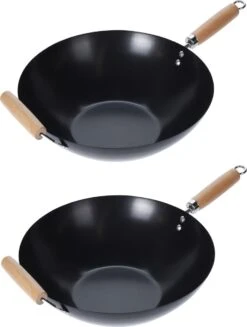 Wok Carbon Staal Ø35cm Houten Handgreep Wokpannen 7 Wok Carbon Staal Ø35cm Houten Handgreep Wokpannen -Keukengerei Winkel 907x1200