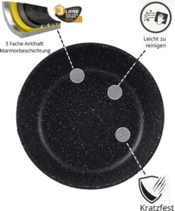 Cheffinger Pannenset - 10 Delig - Marmeren Coating - Inductie - Met Glazen Deksels - Zwart 7 Cheffinger Pannenset - 10 Delig - Marmeren Coating - Inductie - Met Glazen Deksels - Zwart -Keukengerei Winkel 993x1200
